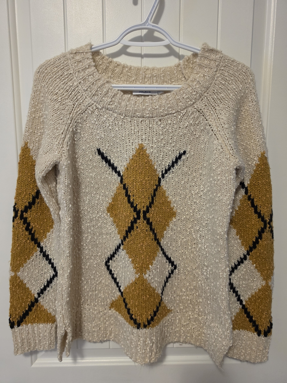 Ricki's Argyle Textured Knit Pullover Sweater Size XS